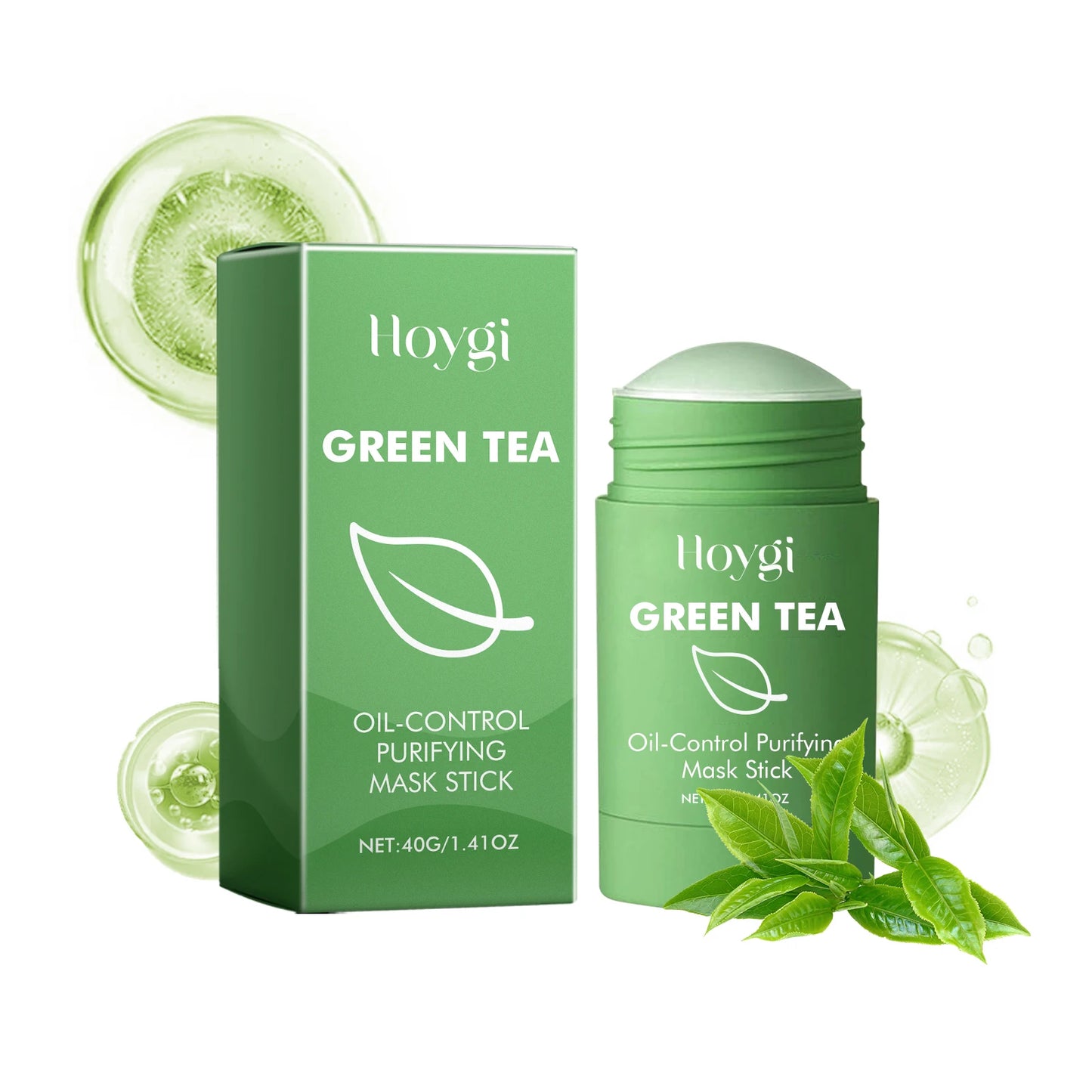 Hoygi Green Tea Face Washing Stick Soft Smooth Skin Moisturizing Pores Solid Mask Close Mouth Cleansing and Exfoliating